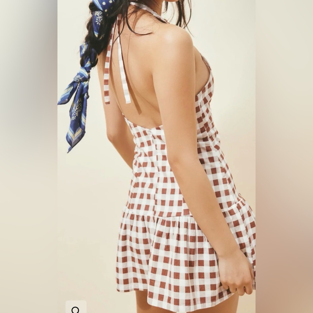 Free People Cecil Mini Gingham Halter Dress Size XS NWT - Picture 5 of 16